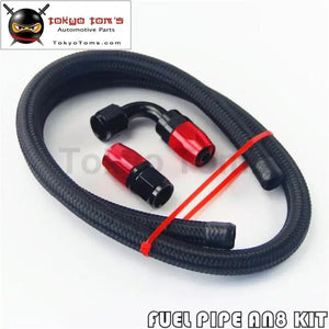 1M 3Ft An8 Stainess Nylon Steel Braided Oil Fuel Line + 90 Deg & 0 Deg Swivel Fittings