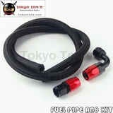 1M 3Ft An8 Stainess Nylon Steel Braided Oil Fuel Line + 90 Deg & 0 Deg Swivel Fittings