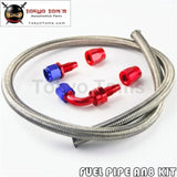 1M 3Ft An8 Stainess Nylon Steel Braided Oil Fuel Line + 90 Deg & 0 Deg Swivel Fittings