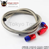 1M 3Ft An8 Stainess Nylon Steel Braided Oil Fuel Line + 90 Deg & 0 Deg Swivel Fittings