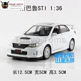 1:36 Subaru STI ,alloy pull back model cars,metal gift toys,Double door car