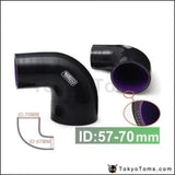 2.25"-2.75" 57Mm - 70Mm 4-Ply Silicone 90 Degree Elbow Reducer Hose Black For BMW E90 - Tokyo Tom's