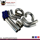 2.25" 57mm Universal 8Pcs Intercooler Pipe Piping+ Silicone Hose T-Clamp Kit - Tokyo Tom's