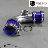 2.5" 63mm 90 Degree  Ssqv Blow Off Valve Adapte Aluminum Pipe+ Silicone Blue+Clamps - Tokyo Tom's