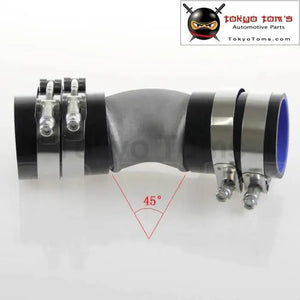 2.5" Cast Aluminum 45 Degree Elbow Pipe Turbo Intercooler+ Silicone Hose Kit Black - Tokyo Tom's