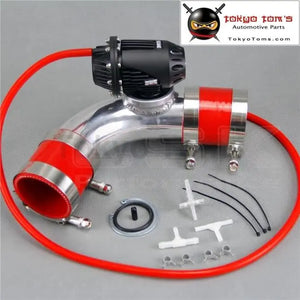 2.5''63mm 90 Degree Flange Pipe+Sqv Blow Off Valve Bov Iv 4 Black+ Silicone Hose Kit Red