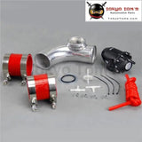 2.5''63mm 90 Degree Flange Pipe+Sqv Blow Off Valve Bov Iv 4 Black+ Silicone Hose Kit Red