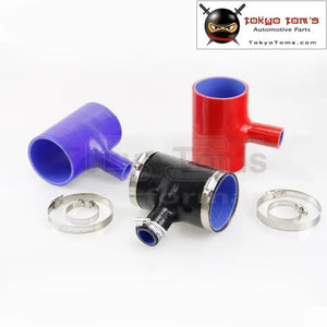 2.75" To 2.75" Silicone Hose 70mm To 70mm T Shape Tube Pipe For 25mm ID Bov 3+Clamps