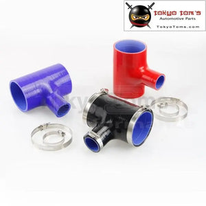 2.75" To 2.75" Silicone Hose 70mm To 70mm T Shape Tube Pipe For 35mm ID Bov 3+Clamps