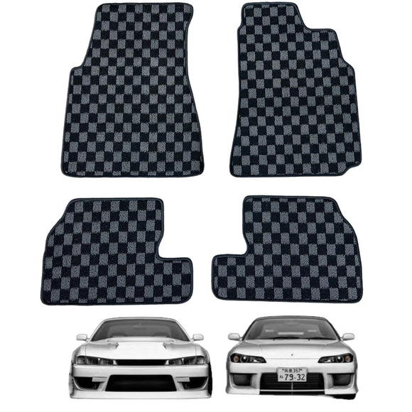 NISSAN SILVIA S13 / S14 / S15 / 200SX / 240 SX CHECKER FLOOR MATS - Tokyo Tom's