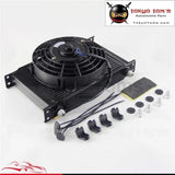 25 Row An8 Engine Oil Cooler + 7" Electric Fan Kit Universal Fit