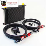 28 Row 248mm AN10 British Oil Cooler Kit+Female Sandwich Plate Adapter Fits For Ls1 Ls2 Ls3 Lsx Ve Hsv Vz Drag Black - Tokyo Tom's