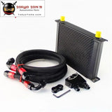 28 Row 248mm AN10 British Oil Cooler Kit+Female Sandwich Plate Adapter Fits For Ls1 Ls2 Ls3 Lsx Ve Hsv Vz Drag Black - Tokyo Tom's