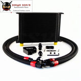 28 Row 248mm AN10 British Oil Cooler Kit+Female Sandwich Plate Adapter Fits For Ls1 Ls2 Ls3 Lsx Ve Hsv Vz Drag Black