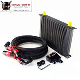 28 Row 248mm AN10 British Oil Cooler Kit+Male Sandwich Plate Adapter Fits For Ls1 Ls2 Ls3 Vt Vx Vy Vz Ve 5.7L Black - Tokyo Tom's