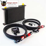 28 Row 248mm AN10 British Oil Cooler Kit+Male Sandwich Plate Adapter Fits For Ls1 Ls2 Ls3 Vt Vx Vy Vz Ve 5.7L Black