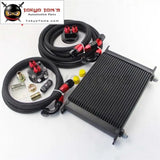 28 Row AN10 Universal Engine Transmission Oil Cooler British+Relocation Kit Black - Tokyo Tom's