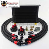 28 Row AN10 Universal Engine Transmission Oil Cooler British+Relocation Kit Black