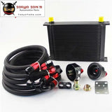 28 Row AN10 Universal Engine Transmission Oil Cooler British+Relocation Kit Black - Tokyo Tom's