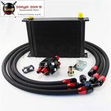 28 Row AN10 Universal Engine Transmission Oil Cooler British+Relocation Kit Black - Tokyo Tom's