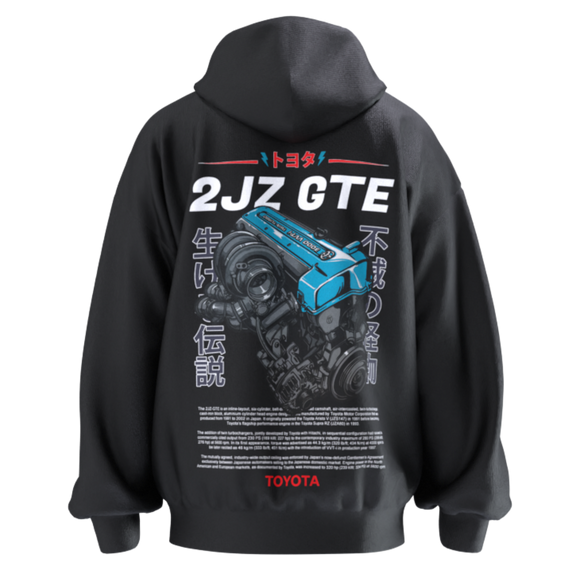 2JZ GTE VVTi Hoodie - Engine Motor 6 cylinder - Unisex - Car Enthusiast - Drifting Drag JDM