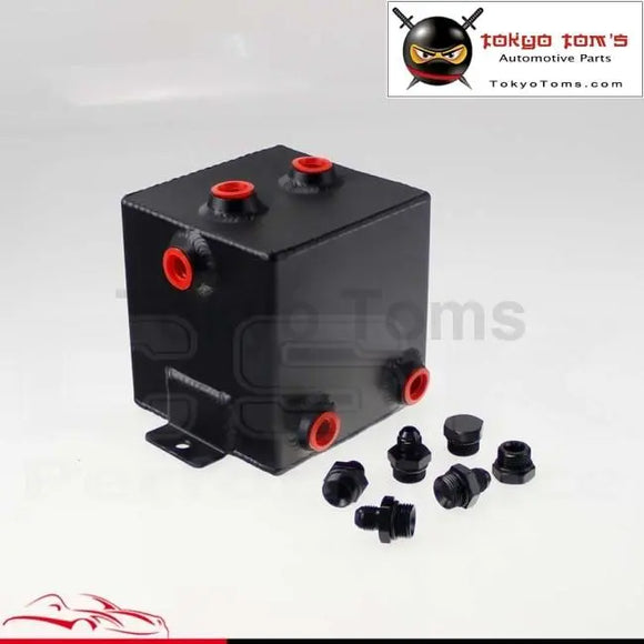 2L Racing Car Fuel Surge Tank Aluminum 2 Litre Swirl Pot System Universal Black