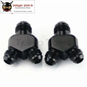 2Pcs AN10*An8*An8 Y Block Shape Male - Male Reducer Fittings Adaptor Black