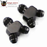 2Pcs AN10*An8*An8 Y Block Shape Male - Male Reducer Fittings Adaptor Black