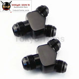 2Pcs AN10*An8*An8 Y Block Shape Male - Male Reducer Fittings Adaptor Black