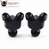 2Pcs AN10*An8*An8 Y Block Shape Male - Male Reducer Fittings Adaptor Black