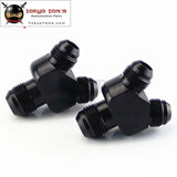 2Pcs AN10*An8*An8 Y Block Shape Male - Male Reducer Fittings Adaptor Black