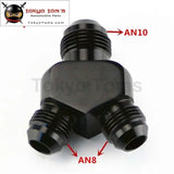 2Pcs AN10*An8*An8 Y Block Shape Male - Male Reducer Fittings Adaptor Black