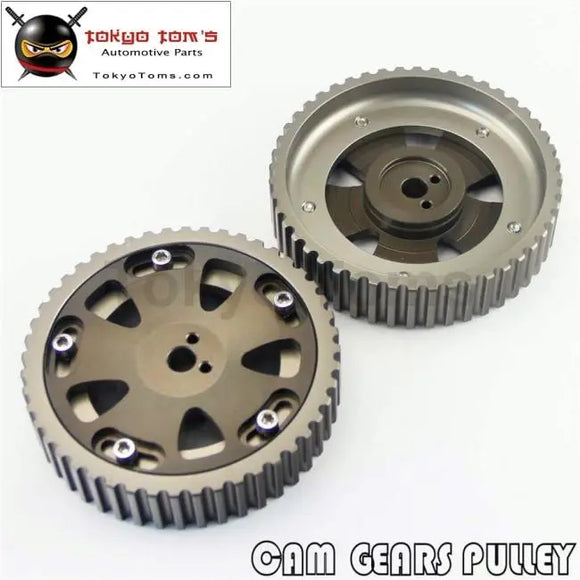 2Pcs Cam Gear Pulley Kit Fit For Mitsubishi Lancer EVO 1-9 Eclipse Dsm 4G63 Gray