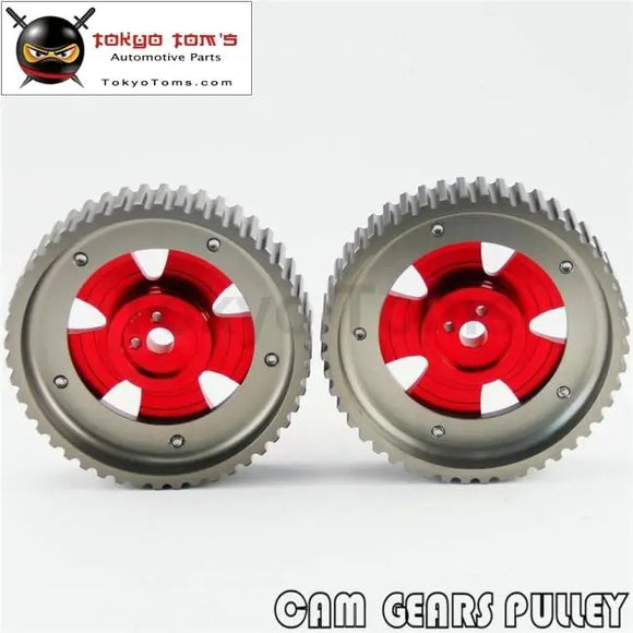 2Pcs Cam Gear Pulley Kit Fit For Mitsubishi Lancer EVO 1-9 Eclipse Dsm 4G63 Red