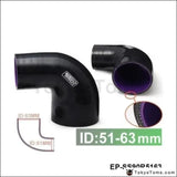 2"-2.5" 51Mm-63Mm 4-Ply Silicone 90 Degree Elbow Reducer Hose Black For VW - Tokyo Tom's