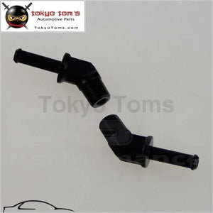 2Pcs Aluminum 3/8" Npt Male 45 Degree To 1/2" Hose Barb Nipple An8 Fitting Black