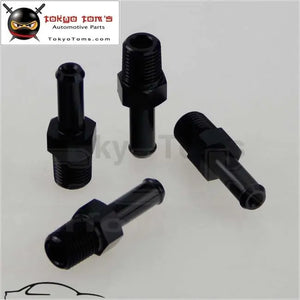 4Pcs Aluminum 3/8" Npt Male Straight To 1/2" Hose Barb Nipple An8 Fitting Black