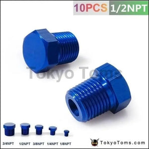 1/2"NPT Aluminum Hex Head Male Port Plug Block Off Fitting Adapter Blue TK-FT12NPT