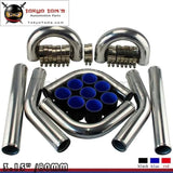 3.15" 80mm Aluminum Universal Intercooler Turbo Piping Pipe Kit +Black Hose Kits - Tokyo Tom's