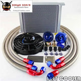 30 Row 10An Universal Engine Transmission Oil Cooler Kit + 7" Electric Fan Kit - Tokyo Tom's