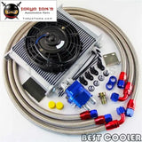 30 Row 10An Universal Engine Transmission Oil Cooler Kit + 7" Electric Fan Kit - Tokyo Tom's