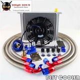 30 Row 10An Universal Engine Transmission Oil Cooler Kit + 7" Electric Fan Kit - Tokyo Tom's