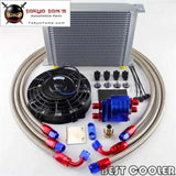 30 Row -8An An8 Engine Transmission Oil Cooler + 7" Electric Fan Kit - Tokyo Tom's