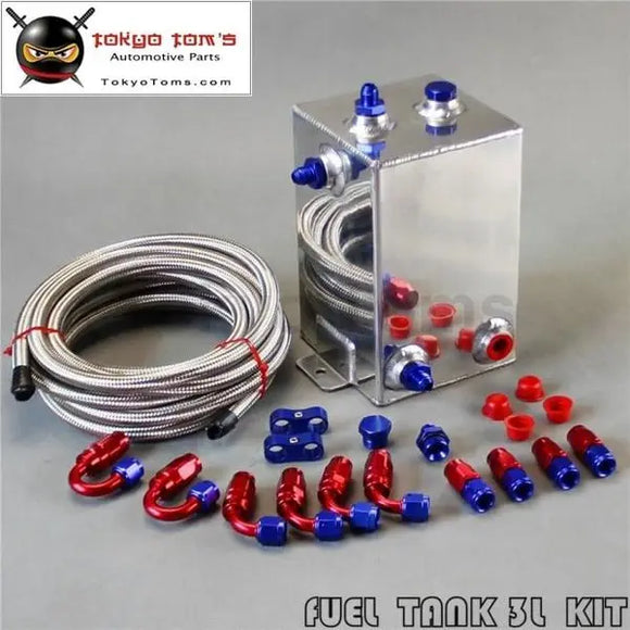 3L Aluminium Surge Tank Kit Mirror Polish Fuel Cell 3L Universal Comp Stylelete Fuel Surge Tank 3 Litre Swirl Pot System Hose End Kit