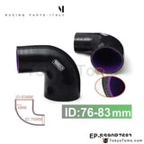 3"-3.25" 76Mm-83Mm 4-Ply Silicone 90 Degree Elbow Reducer Hose Black For VW Golf Mk5 Mkv Fsi 2.0T - Tokyo Tom's