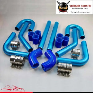 3" Universal 8Pcs Turbo Intercooler Pipe Piping 76mm + Silicone Hose Clamp Kit Blue