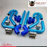 3" Universal 8Pcs Turbo Intercooler Pipe Piping 76mm + Silicone Hose Clamp Kit Blue