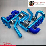 3" Universal 8Pcs Turbo Intercooler Pipe Piping 76mm + Silicone Hose Clamp Kit Blue