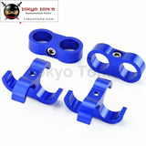 4 Pcs An -10 AN10 19mm Braided Hose Separator Clamp Fitting Adapter Bracket Blue