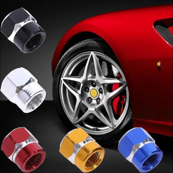 4 Pcs Universal Aluminum Hexagonal Valve Caps - Tokyo Tom's